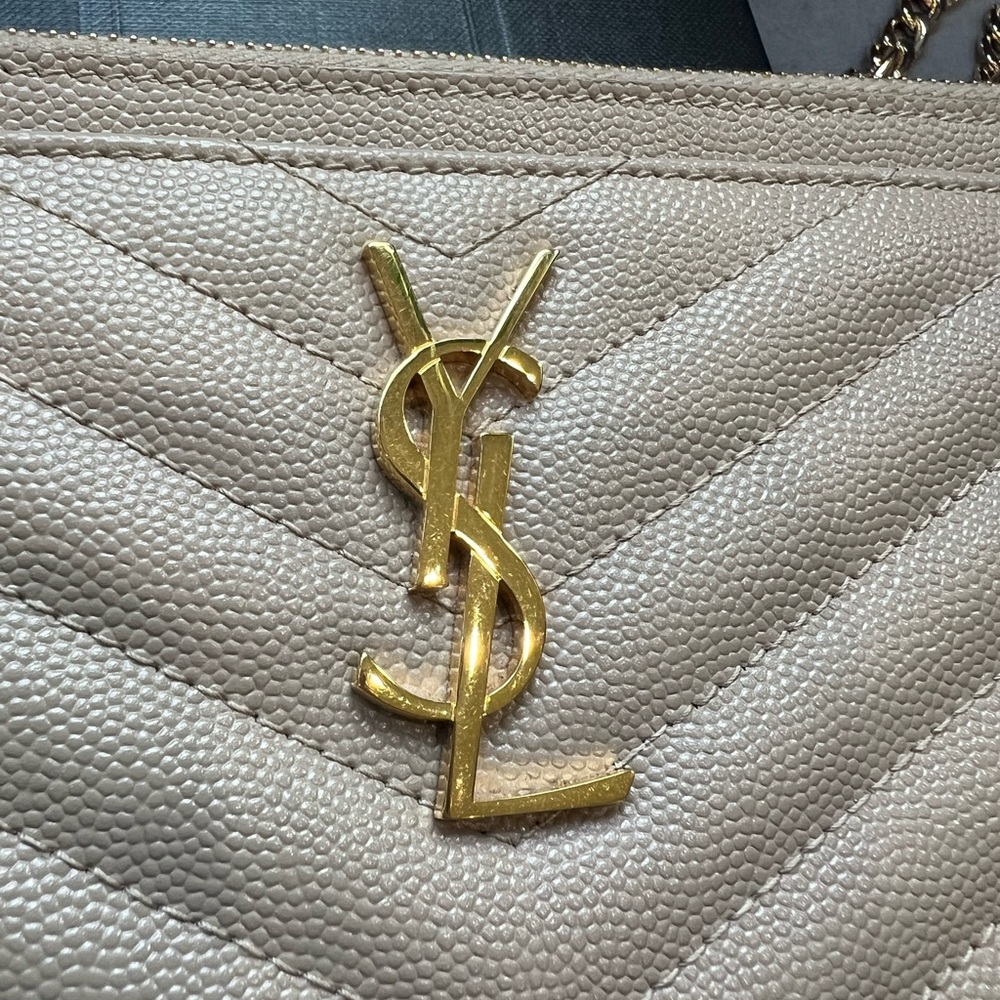 Beige YSL monogram clutch / crossbody bag - Picture 4 of 11